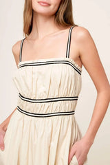 TERRIFIC TIMING CREAM WOVEN MIDI DRESS - Flying Tomato - Flyclothing LLC