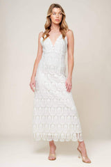 LOVING MENTALITY WHITE WOVEN LACE MIDI DRESS - Flying Tomato - Flyclothing LLC