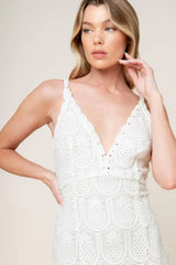 LOVING MENTALITY WHITE WOVEN LACE MIDI DRESS - Flying Tomato - Flyclothing LLC
