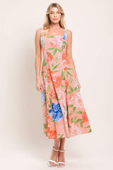 PEACH PETAL WOVEN MIDI DRESS - Flying Tomato - Flyclothing LLC
