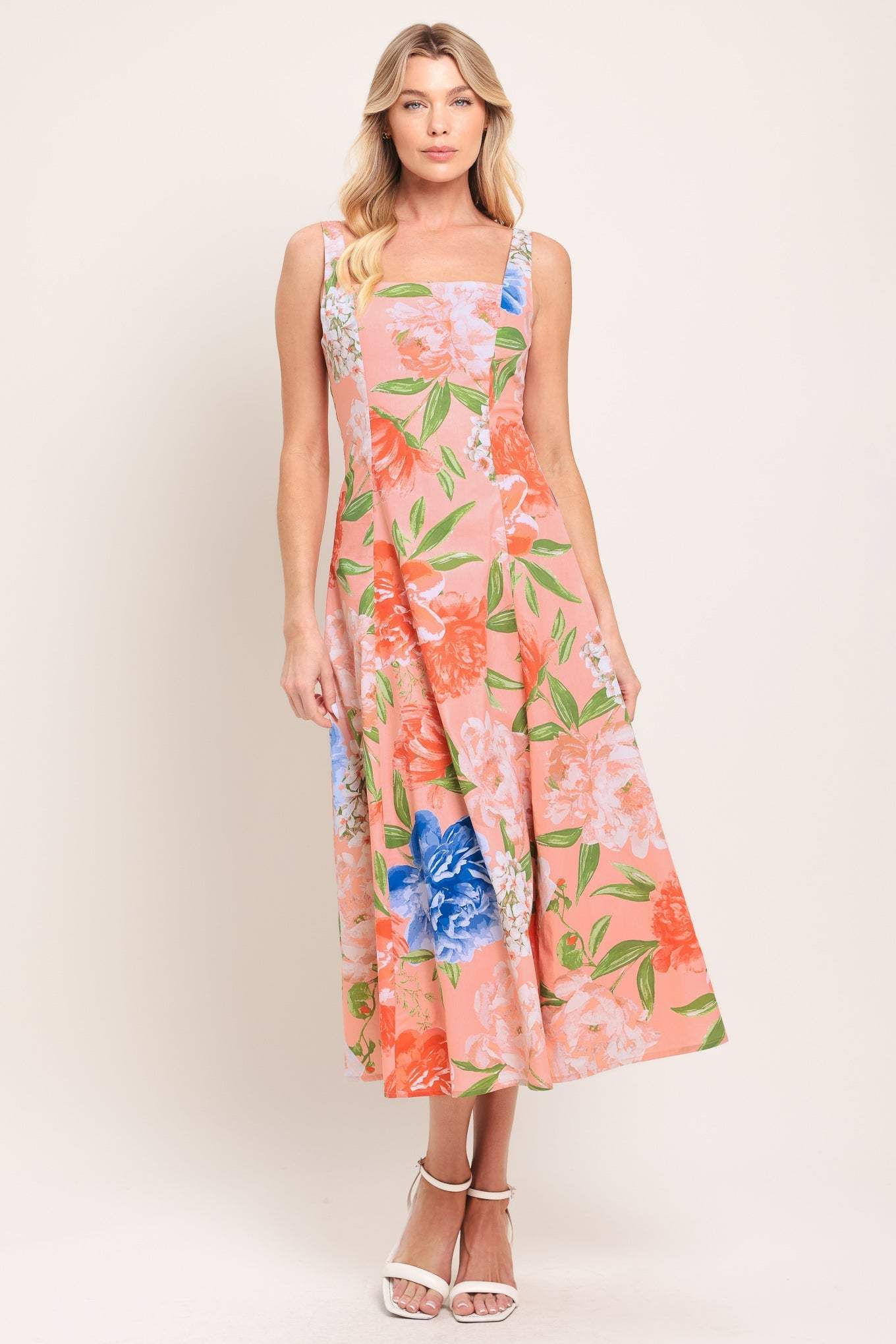 PEACH PETAL WOVEN MIDI DRESS - Flying Tomato - Flyclothing LLC