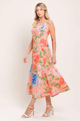 PEACH PETAL WOVEN MIDI DRESS - Flying Tomato - Flyclothing LLC