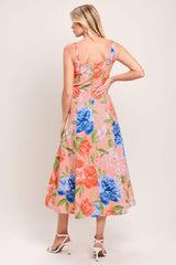 PEACH PETAL WOVEN MIDI DRESS - Flying Tomato - Flyclothing LLC