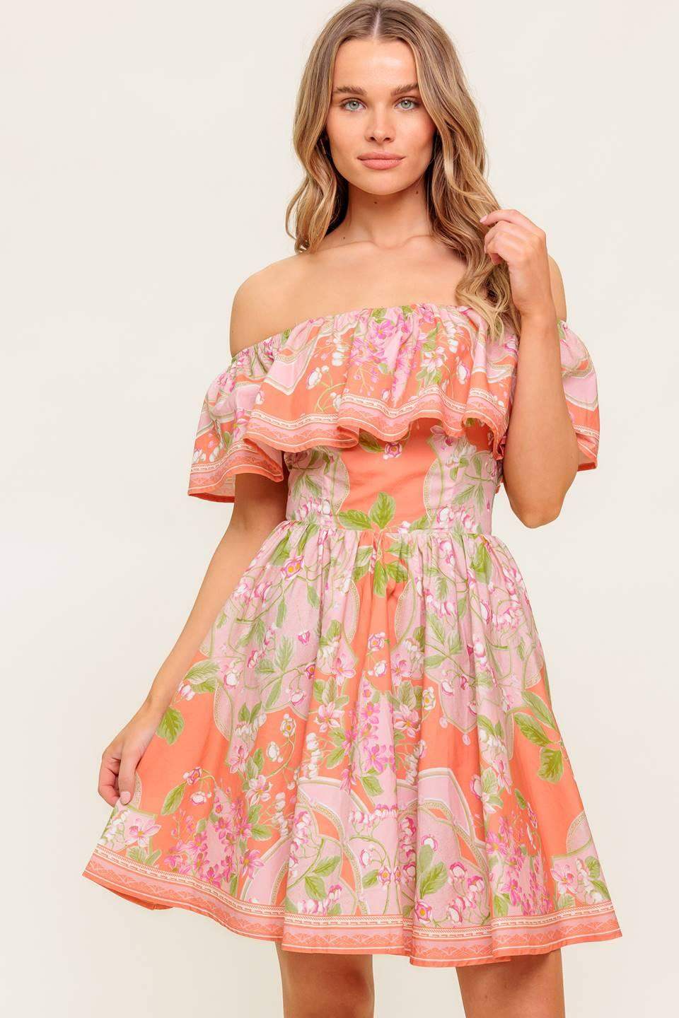 WHISPERING CORAL WOVEN MINI DRESS - Flying Tomato - Flyclothing LLC