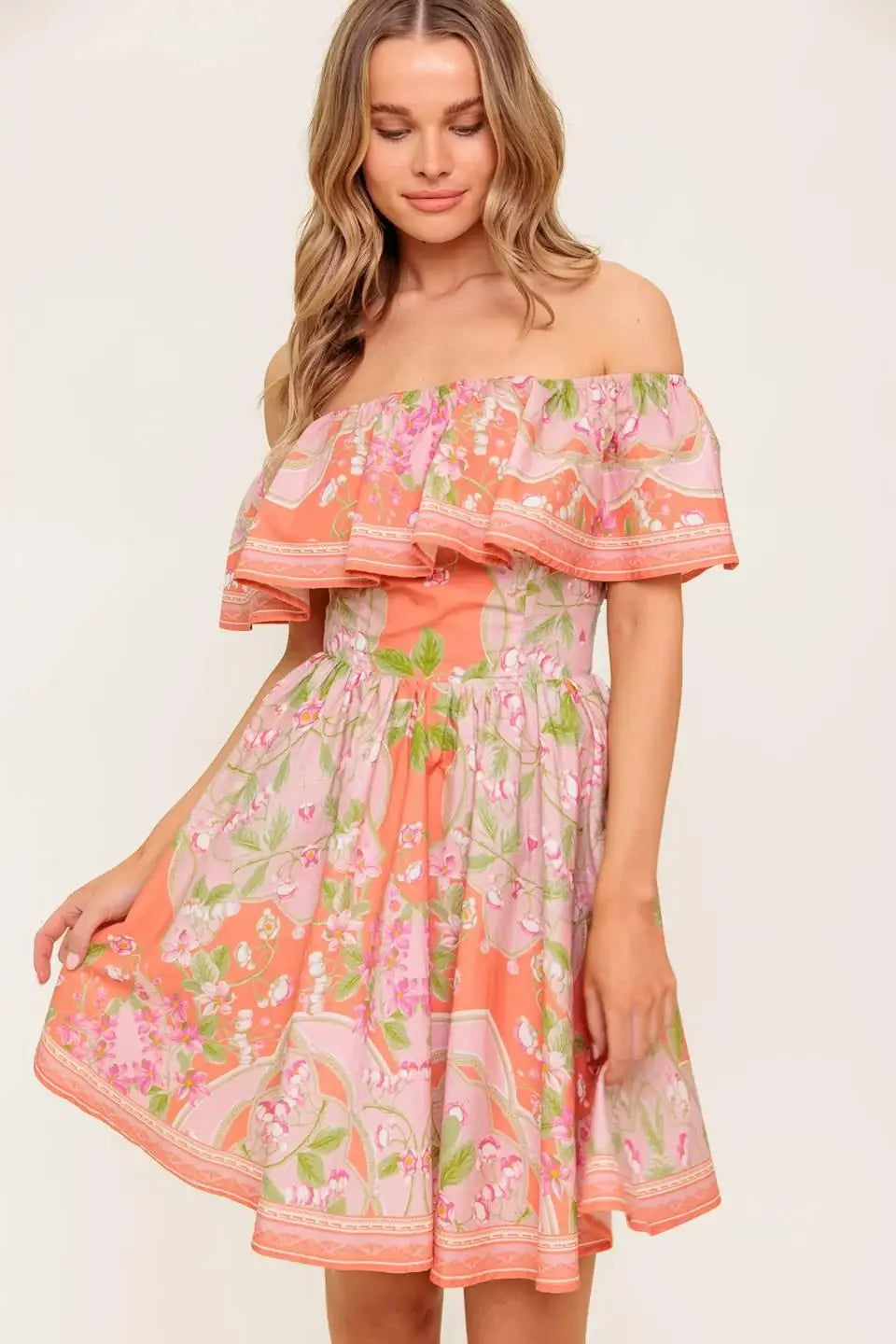 WHISPERING CORAL WOVEN MINI DRESS - Flying Tomato - Flyclothing LLC