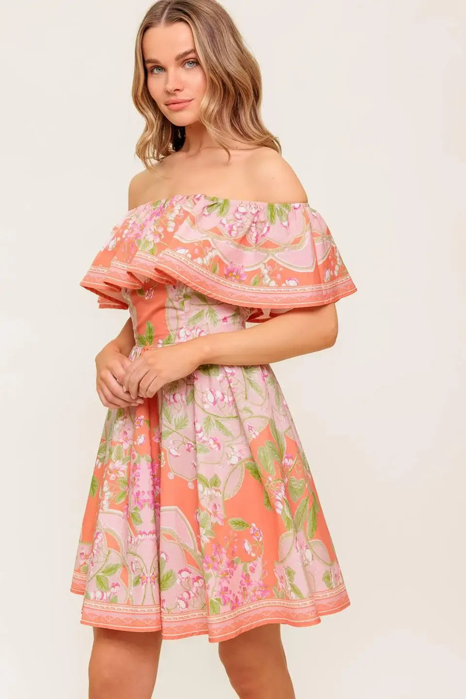 WHISPERING CORAL WOVEN MINI DRESS - Flying Tomato - Flyclothing LLC