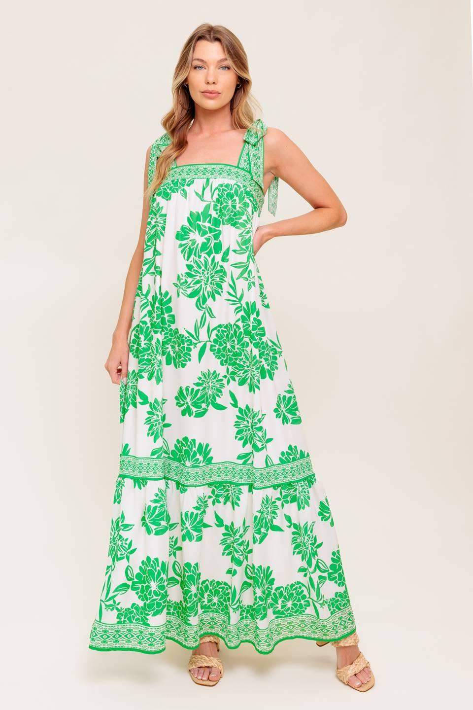 GARDEN TALES WOVEN MAXI DRESS - Flying Tomato - Flyclothing LLC