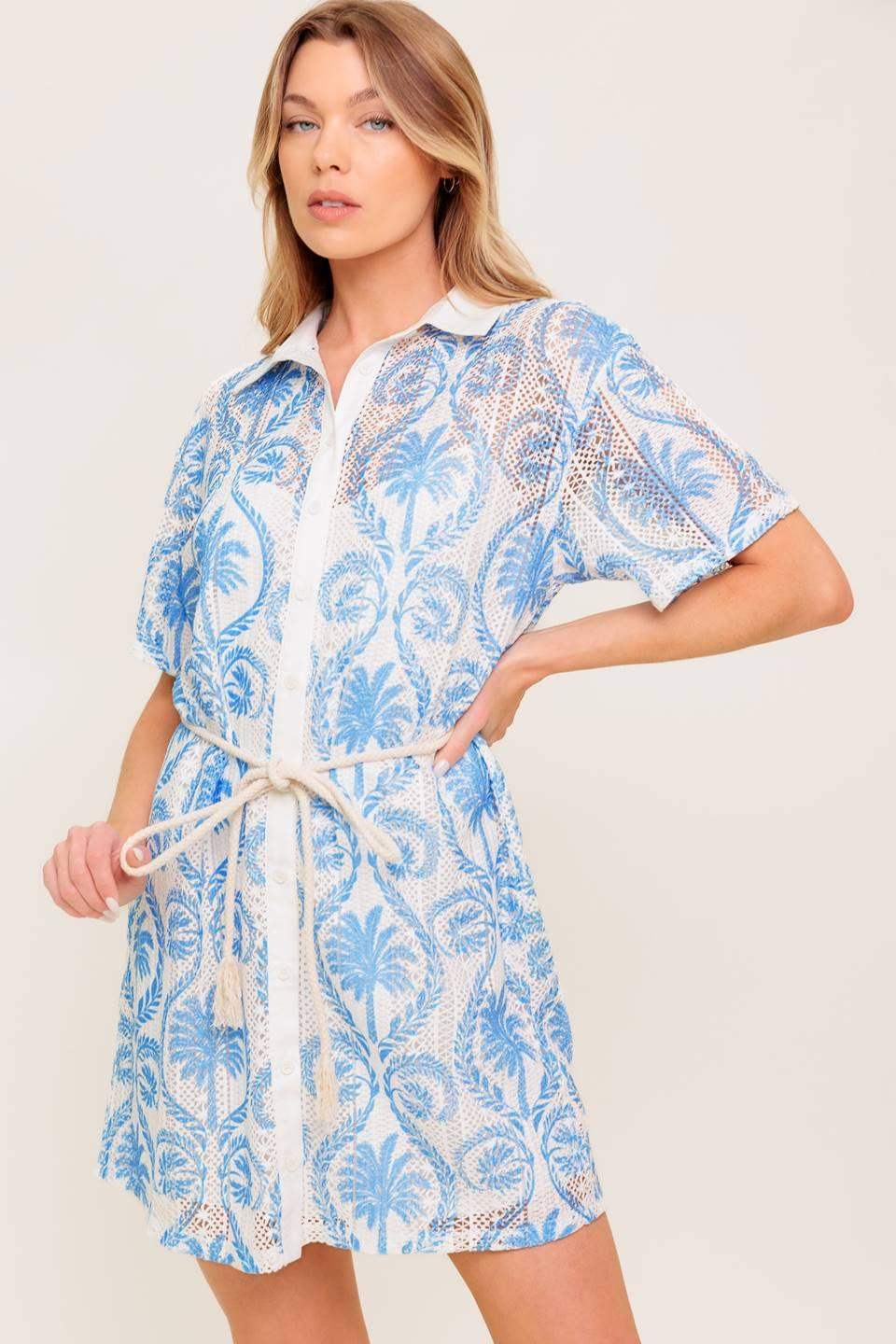 GENTLE SPIRIT WOVEN LACE MINI DRESS - Flying Tomato - Flyclothing LLC