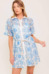GENTLE SPIRIT WOVEN LACE MINI DRESS - Flying Tomato - Flyclothing LLC