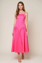 SLEEK ESSENCE WOVEN MIDI DRESS - Flying Tomato - Flyclothing LLC