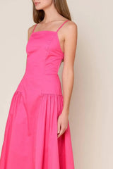 SLEEK ESSENCE WOVEN MIDI DRESS - Flying Tomato - Flyclothing LLC