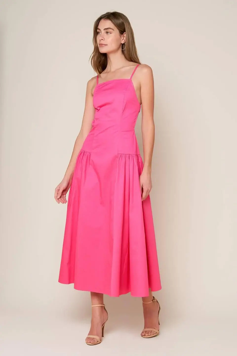 SLEEK ESSENCE WOVEN MIDI DRESS - Flying Tomato - Flyclothing LLC
