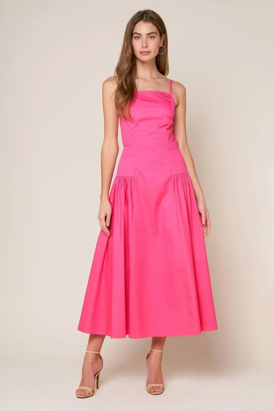 SLEEK ESSENCE WOVEN MIDI DRESS - Flying Tomato - Flyclothing LLC