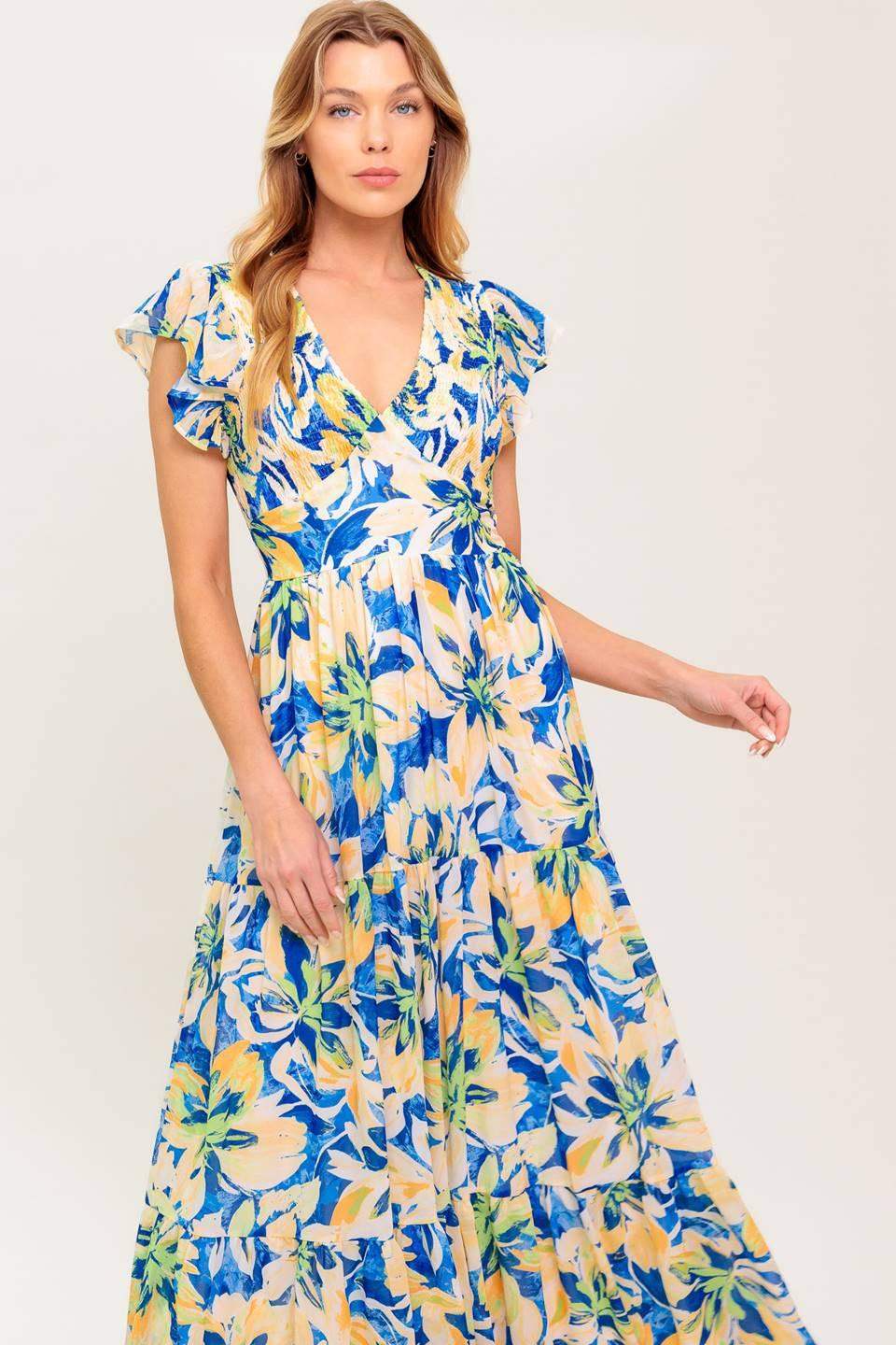 ECHOES OF YOU FLORAL WOVEN MAXI DRESS - Flying Tomato - Flyclothing LLC