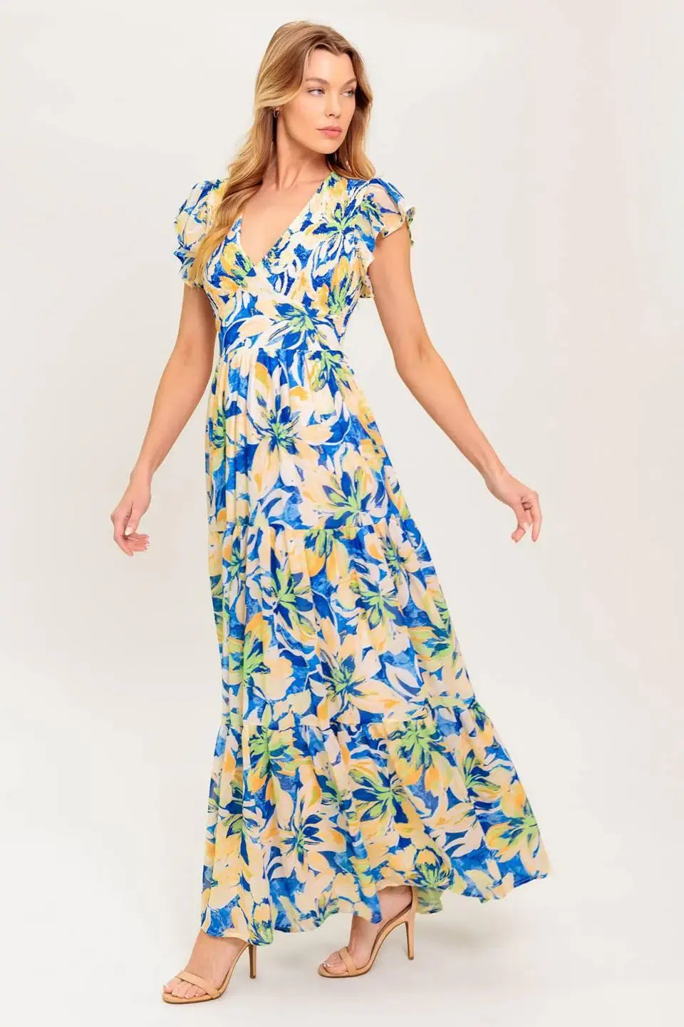 ECHOES OF YOU FLORAL WOVEN MAXI DRESS - Flying Tomato - Flyclothing LLC