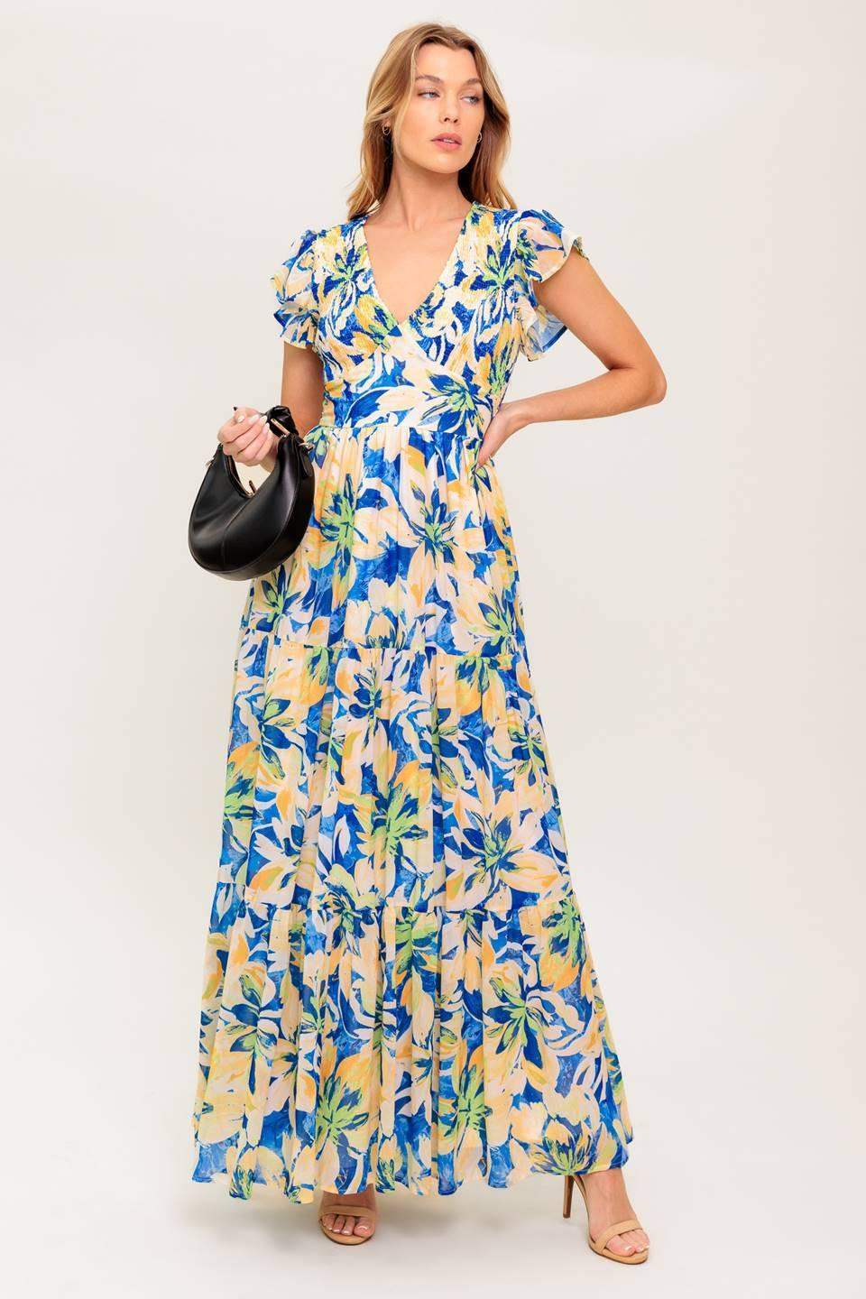 ECHOES OF YOU FLORAL WOVEN MAXI DRESS - Flying Tomato - Flyclothing LLC