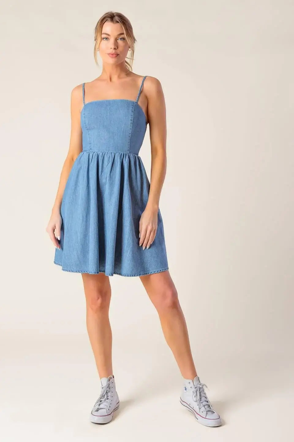 BACK IN LOVE DENIM MINI DRESS - Flying Tomato - Flyclothing LLC