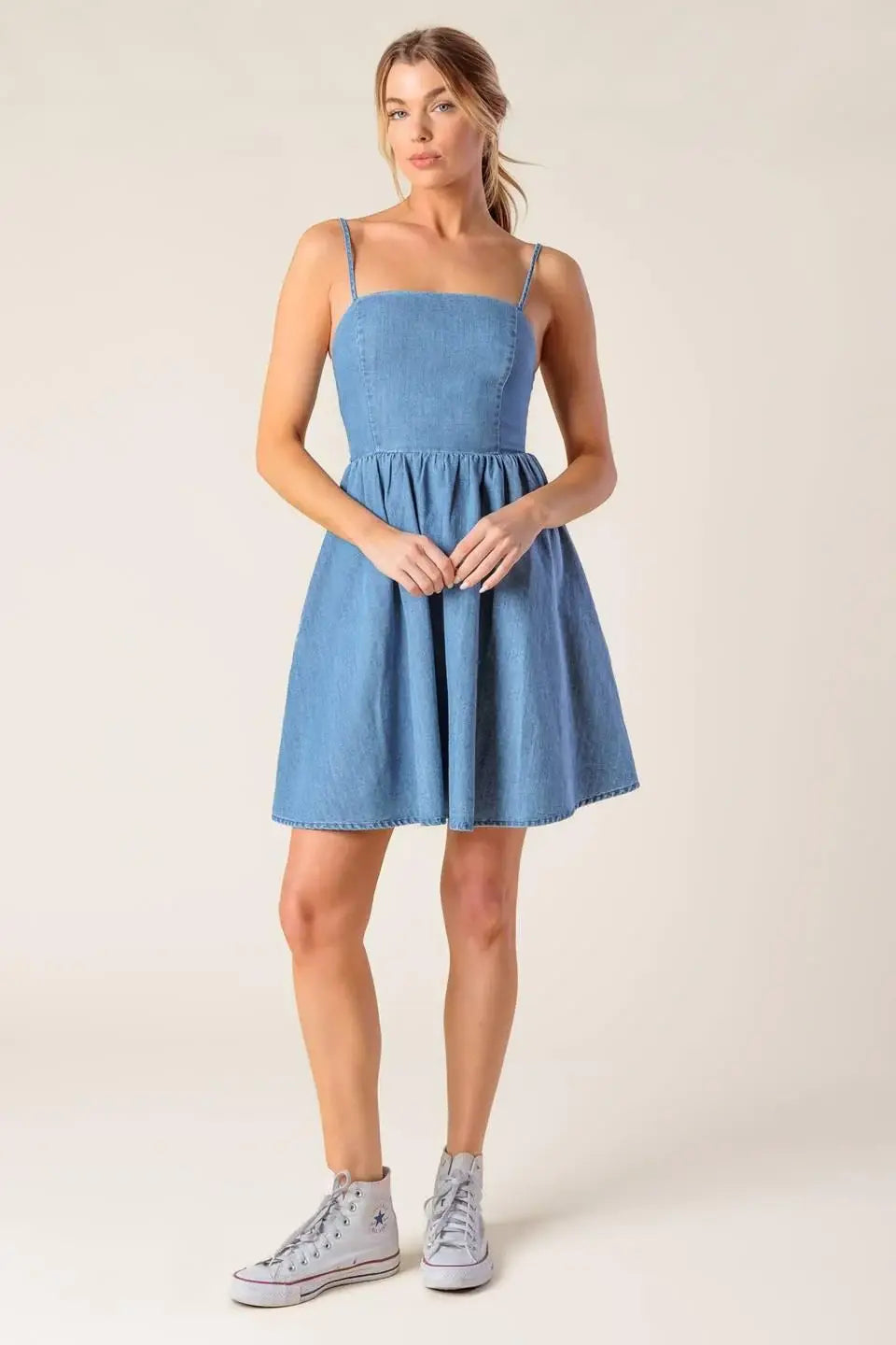 BACK IN LOVE DENIM MINI DRESS - Flying Tomato - Flyclothing LLC