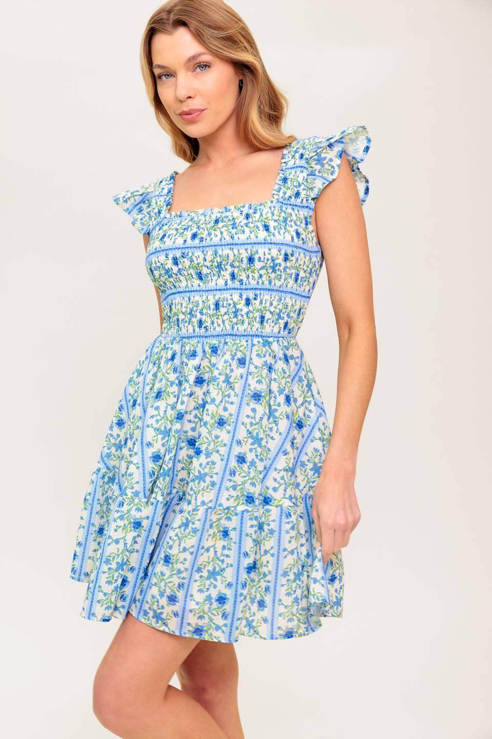 FAIRFAX GERANIUM WOVEN MINI DRESS - Flying Tomato - Flyclothing LLC