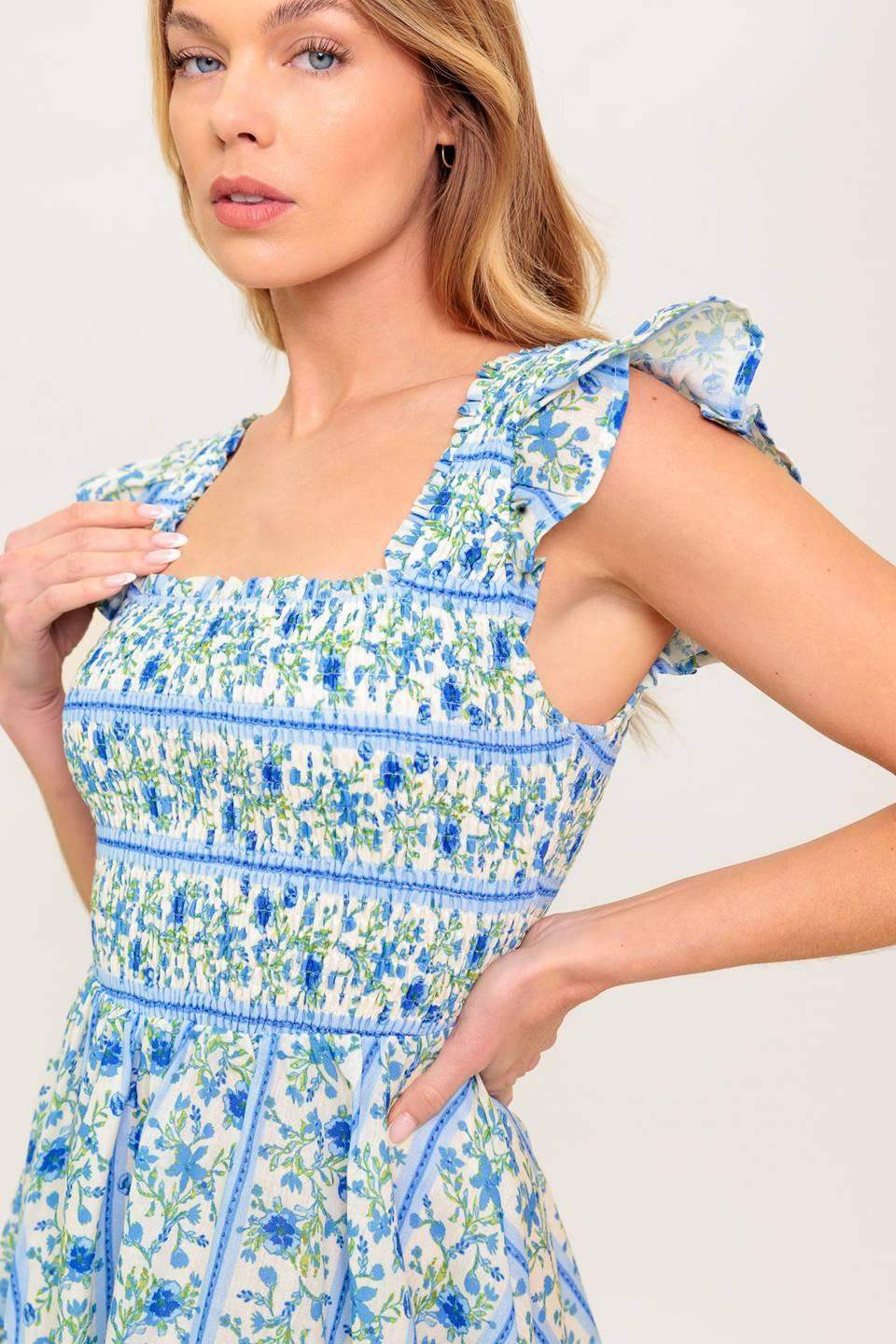 FAIRFAX GERANIUM WOVEN MINI DRESS - Flying Tomato - Flyclothing LLC
