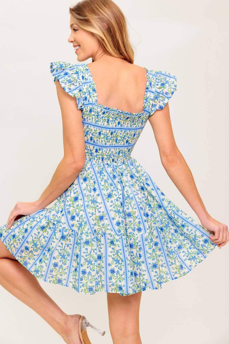 FAIRFAX GERANIUM WOVEN MINI DRESS - Flying Tomato - Flyclothing LLC