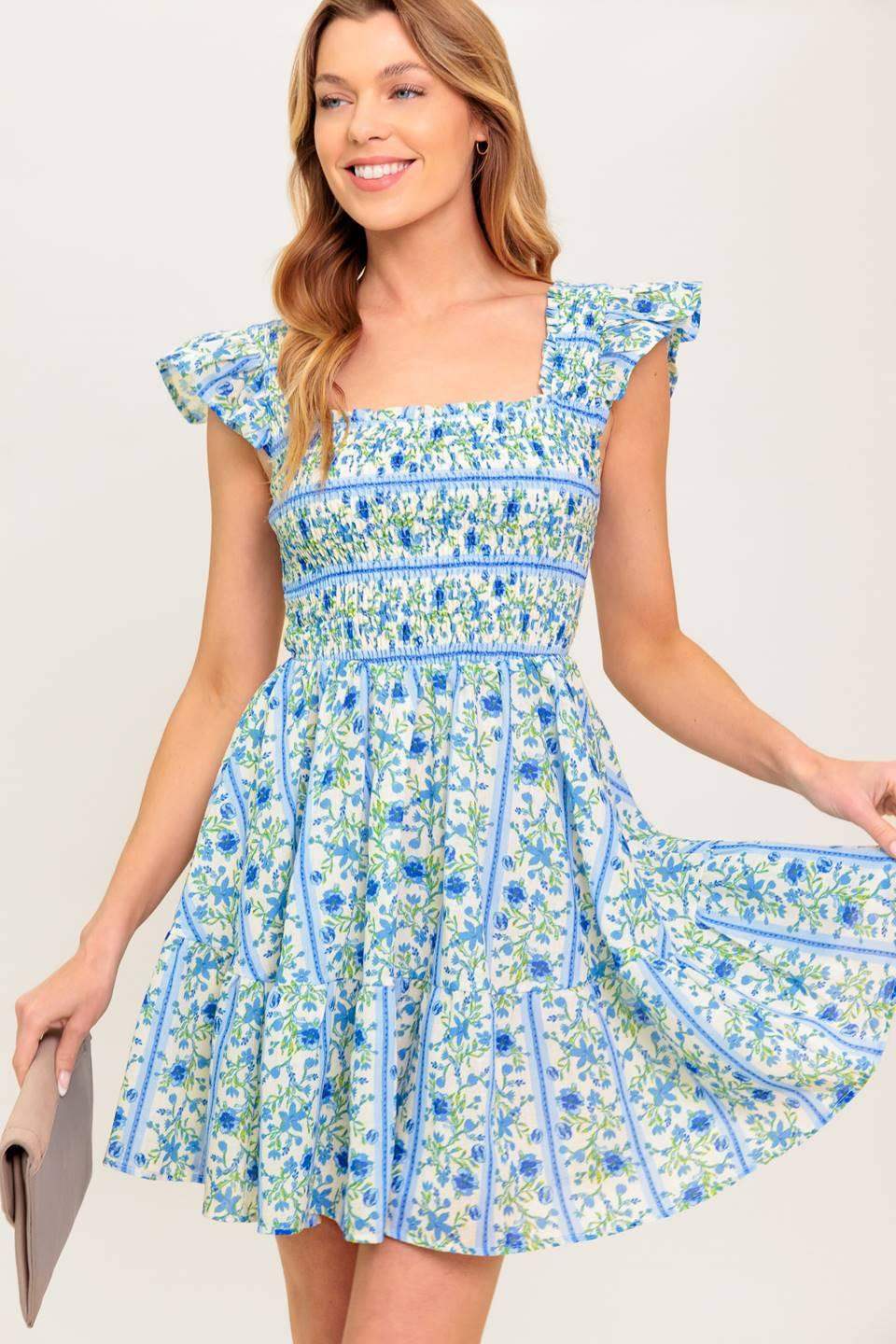 FAIRFAX GERANIUM WOVEN MINI DRESS - Flying Tomato - Flyclothing LLC