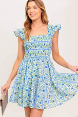 FAIRFAX GERANIUM WOVEN MINI DRESS - Flying Tomato - Flyclothing LLC