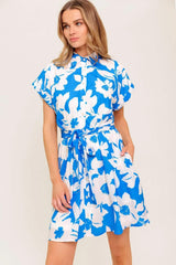 CITRUS CRUSH BLUE WOVEN MINI DRESS - Flying Tomato - Flyclothing LLC