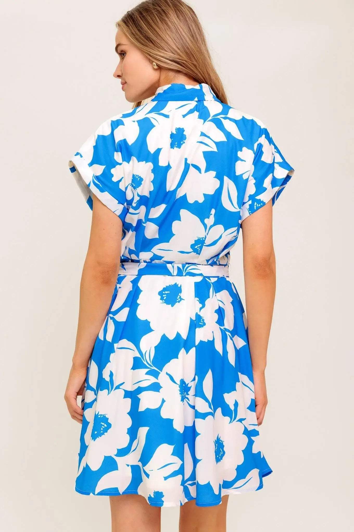 CITRUS CRUSH BLUE WOVEN MINI DRESS - Flying Tomato - Flyclothing LLC