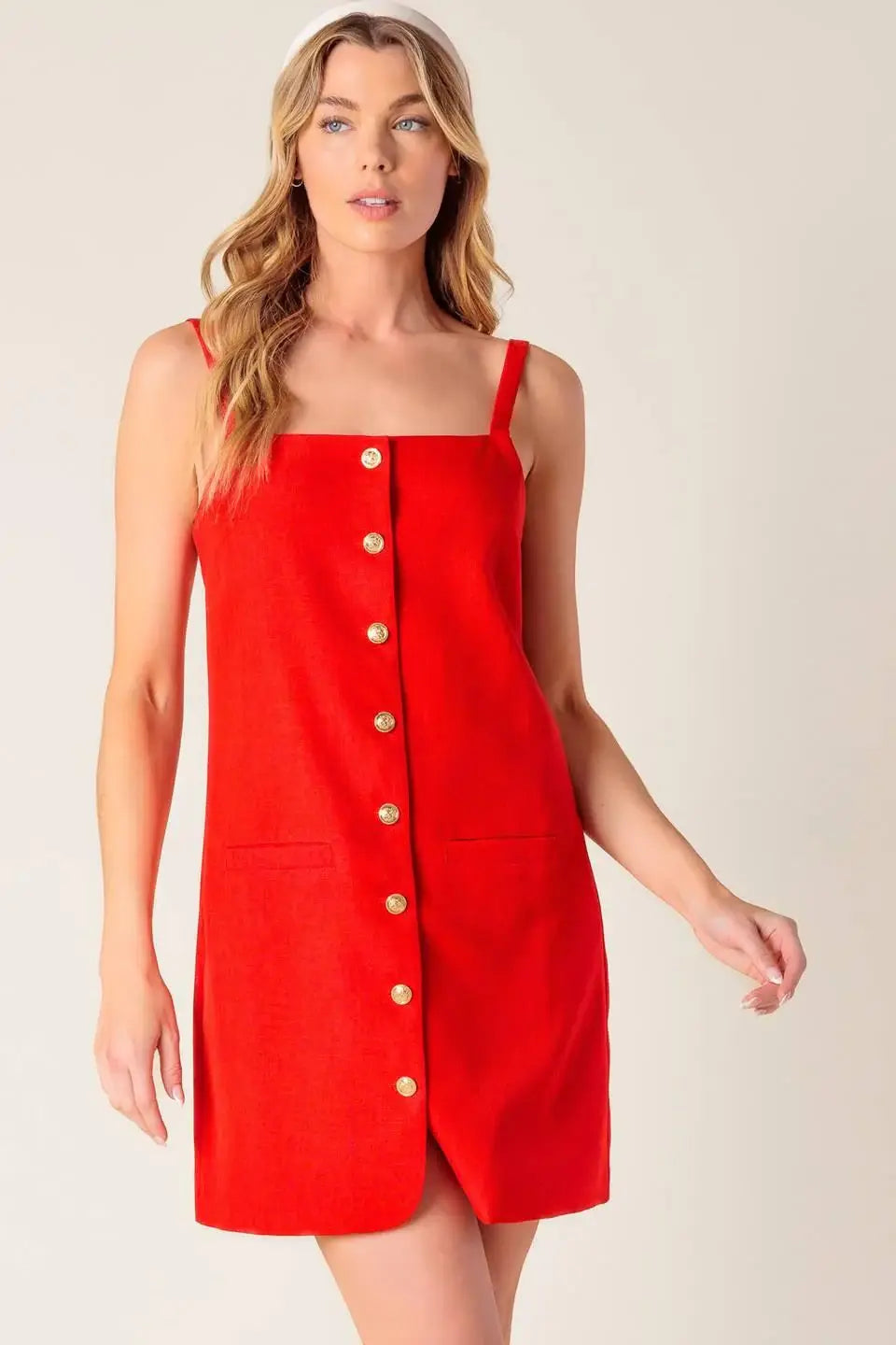 CHASING JOY RED WOVEN MINI DRESS - Flying Tomato - Flyclothing LLC