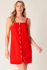 CHASING JOY RED WOVEN MINI DRESS - Flying Tomato - Flyclothing LLC