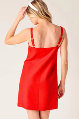 CHASING JOY RED WOVEN MINI DRESS - Flying Tomato - Flyclothing LLC