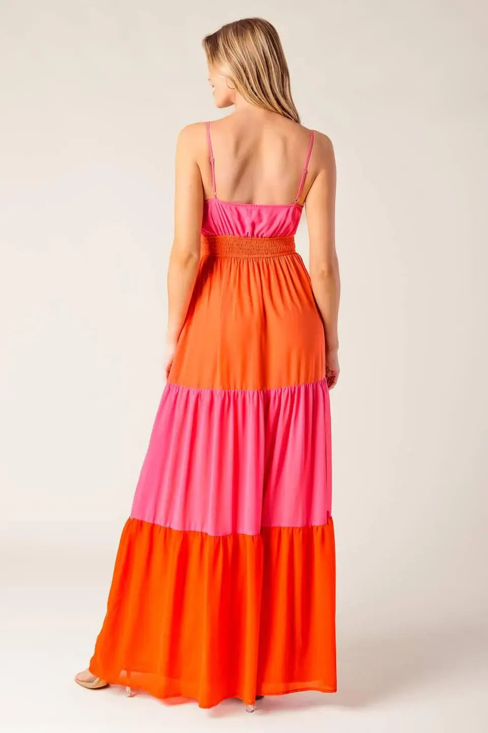 REGAL RISE WOVEN COLOR BLOCKED MAXI DRESS - Flying Tomato - Flyclothing LLC