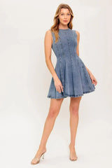 CAUGHT IN A MOMENT DENIM MINI DRESS - Flying Tomato - Flyclothing LLC