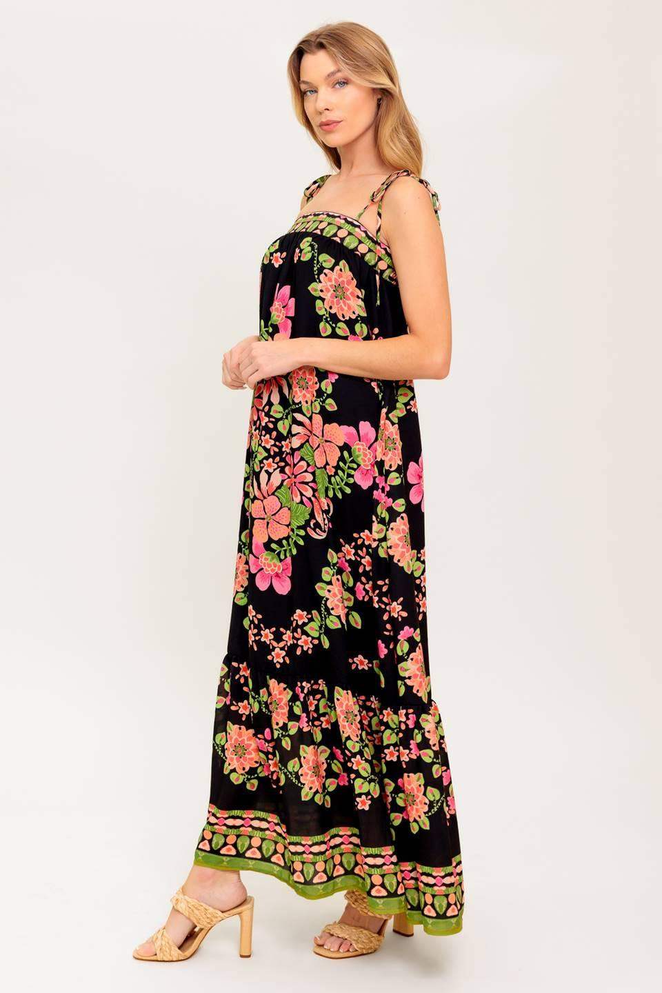 SUMMER GLOW BLACK WOVEN MAXI DRESS - Flying Tomato - Flyclothing LLC