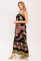 SUMMER GLOW BLACK WOVEN MAXI DRESS - Flying Tomato - Flyclothing LLC