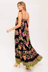 SUMMER GLOW BLACK WOVEN MAXI DRESS - Flying Tomato - Flyclothing LLC