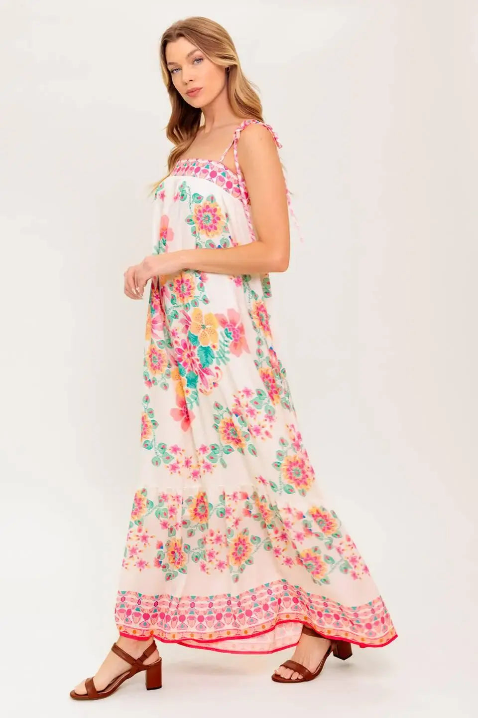 SUMMER GLOW IVORY WOVEN MAXI DRESS - Flying Tomato - Flyclothing LLC