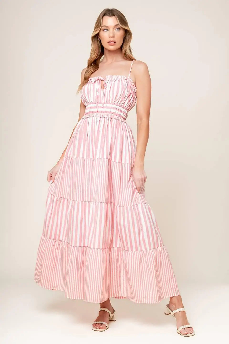 GIA PEONY PINK WOVEN MAXI DRESS - Flying Tomato - Flyclothing LLC