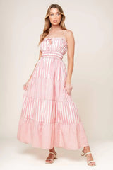 GIA PEONY PINK WOVEN MAXI DRESS - Flying Tomato - Flyclothing LLC