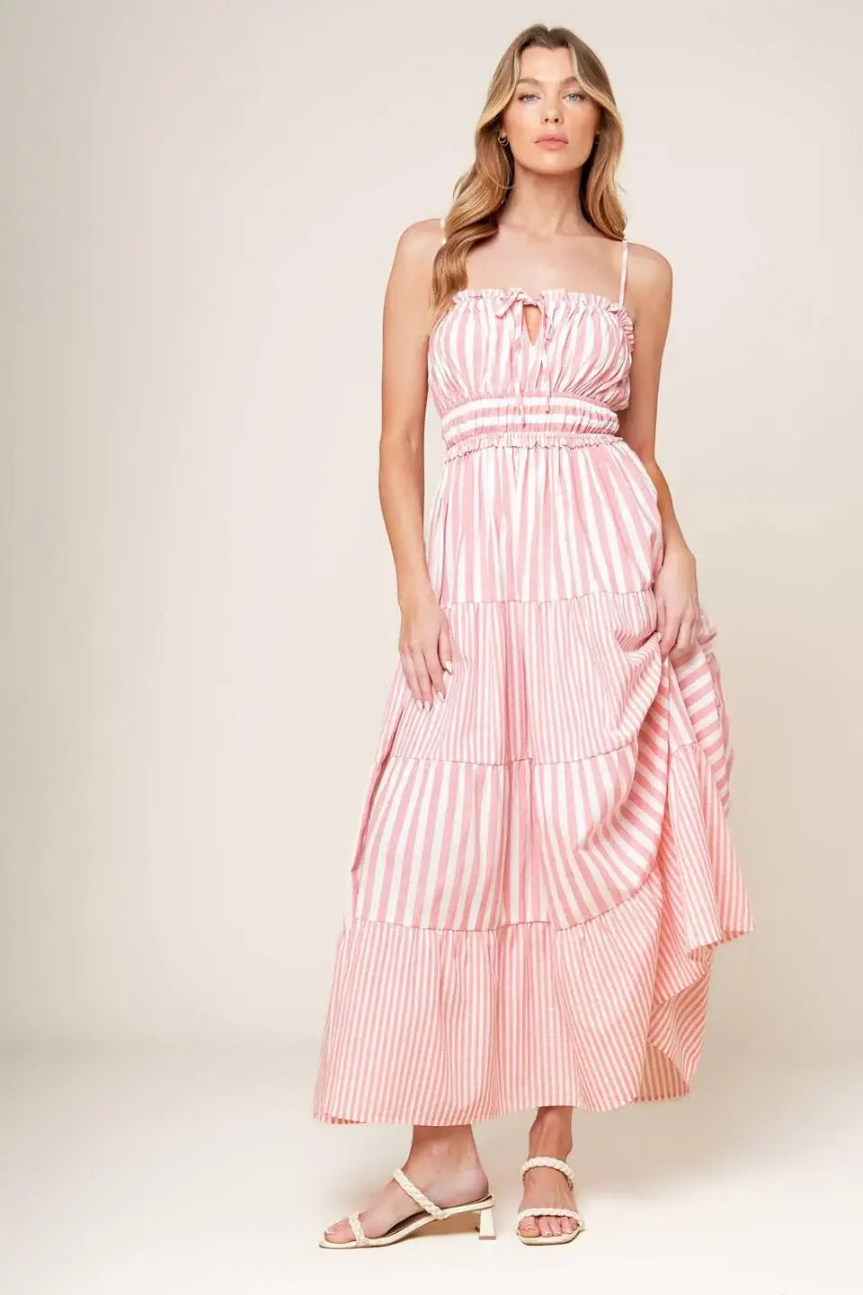 GIA PEONY PINK WOVEN MAXI DRESS - Flying Tomato - Flyclothing LLC