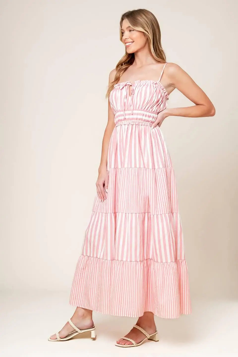 GIA PEONY PINK WOVEN MAXI DRESS - Flying Tomato - Flyclothing LLC