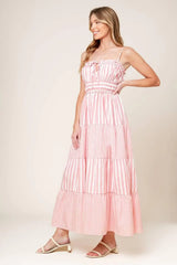 GIA PEONY PINK WOVEN MAXI DRESS - Flying Tomato - Flyclothing LLC