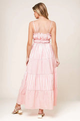 GIA PEONY PINK WOVEN MAXI DRESS - Flying Tomato - Flyclothing LLC