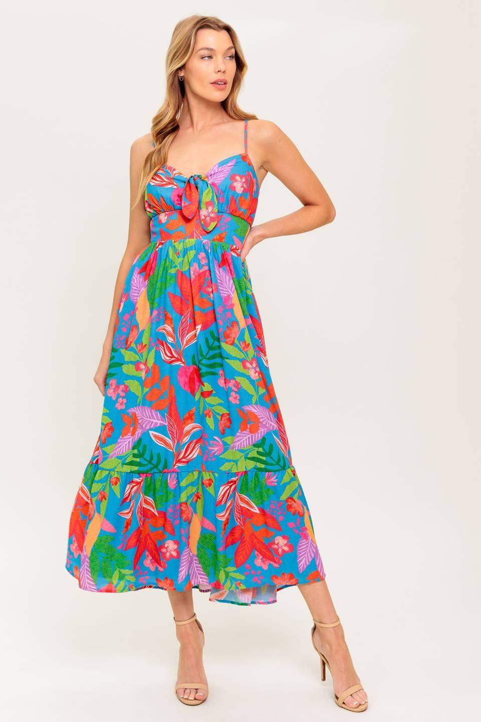 SLOW MOTION LOVE WOVEN MIDI DRESS - Flying Tomato - Flyclothing LLC
