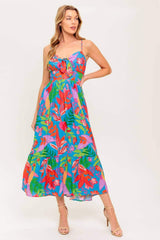 SLOW MOTION LOVE WOVEN MIDI DRESS - Flying Tomato - Flyclothing LLC