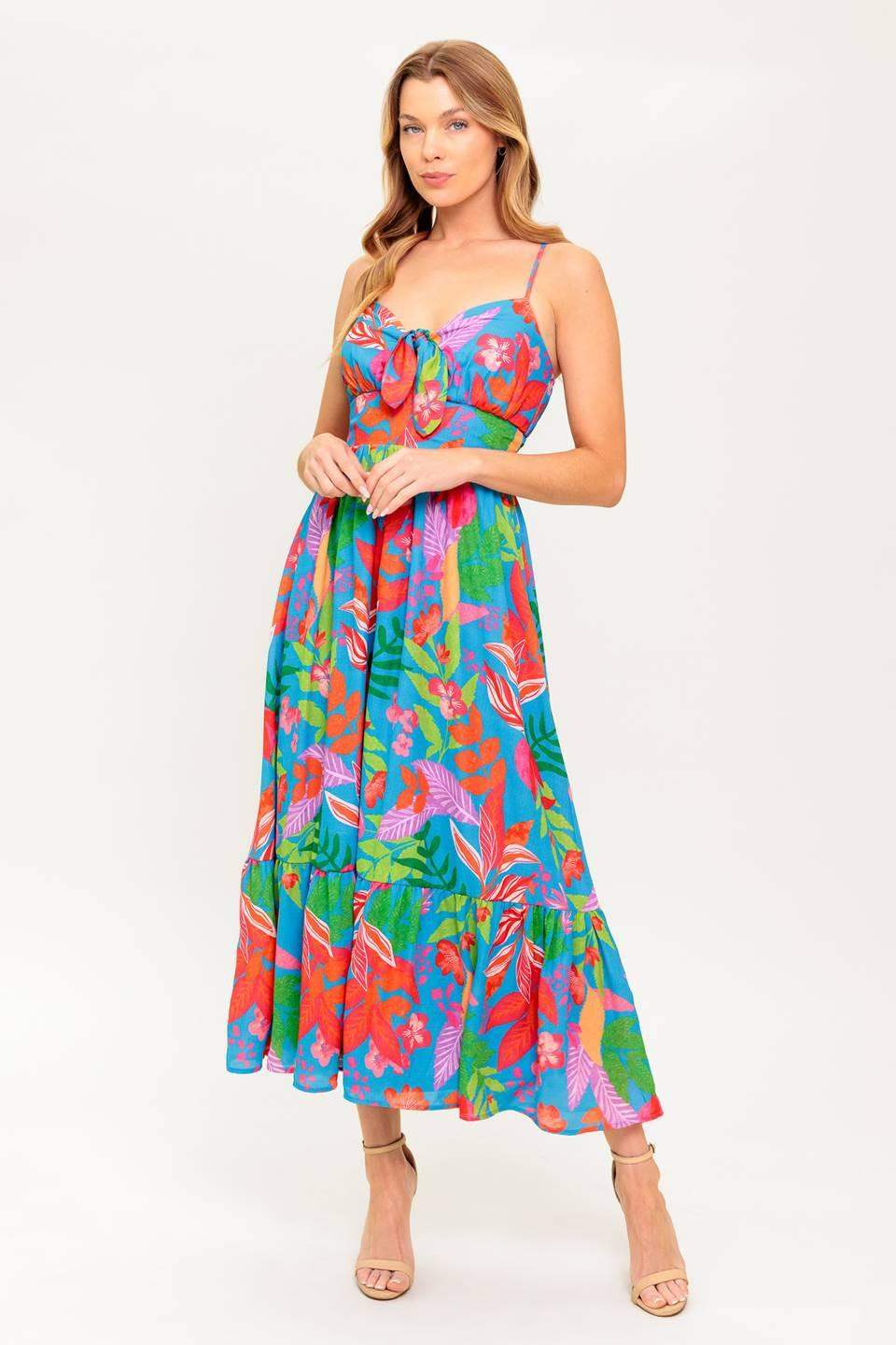 SLOW MOTION LOVE WOVEN MIDI DRESS - Flying Tomato - Flyclothing LLC