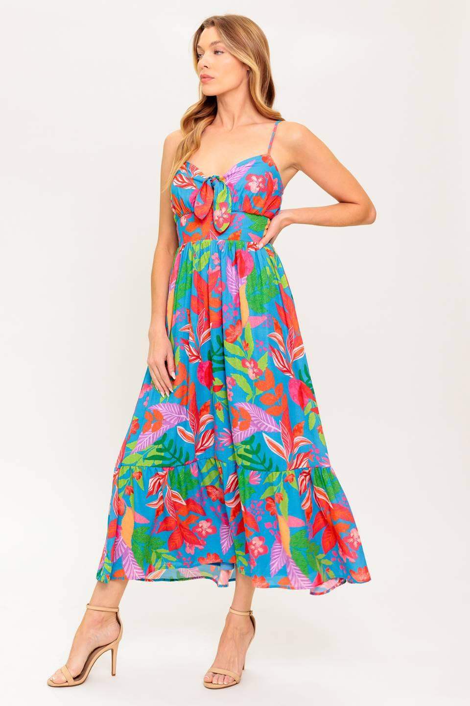 SLOW MOTION LOVE WOVEN MIDI DRESS - Flying Tomato - Flyclothing LLC