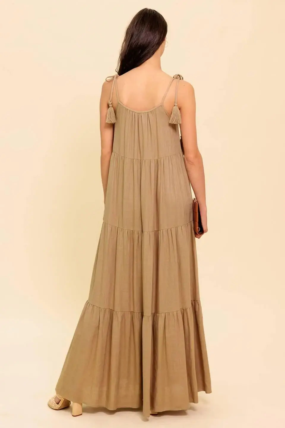 WORLD OF POSSIBLILITIES TAUPE WOVEN MAXI DRESS - Flying Tomato - Flyclothing LLC