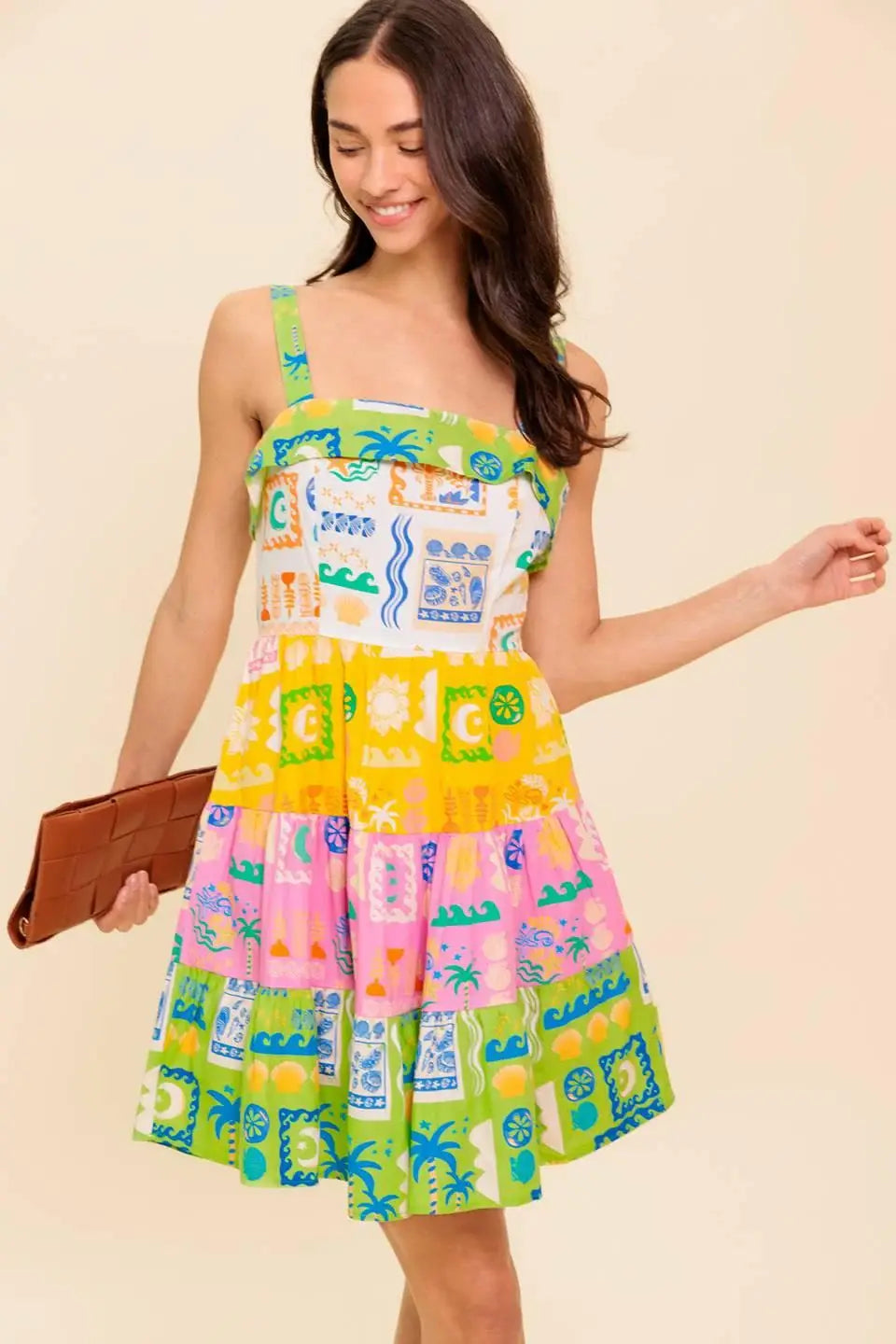 OUT OF OFFICE GREEN WOVEN MINI DRESS - Flying Tomato - Flyclothing LLC